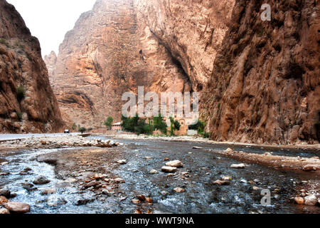 Todgha Gorge o Gorges du Toudra è un canyon in Alto Atlante vicino alla città di Tinerhir Foto Stock