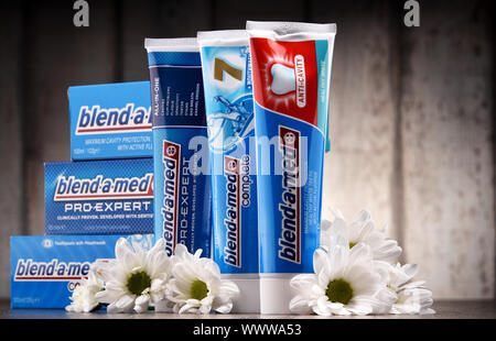 Blend-A-Med è una marca di dentifricio tedesca acquisita da Procter & Gamble nel 1987 Foto Stock