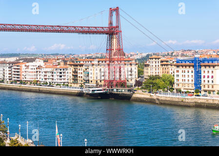 Il più antico del mondo, famoso transporter bridge in Portugalete, il Ponte di Vizcaya Foto Stock