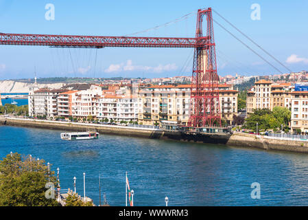 Il più antico del mondo, famoso transporter bridge in Portugalete, il Ponte di Vizcaya Foto Stock