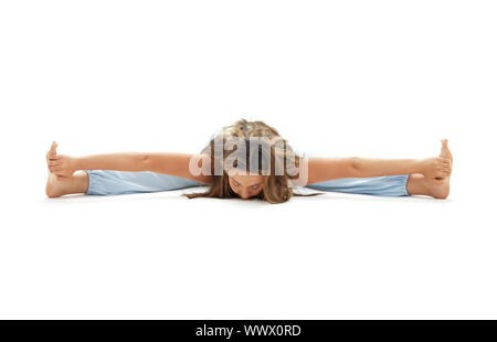 Bella ragazza la pratica di Ashtanga Yoga su bianco Foto Stock