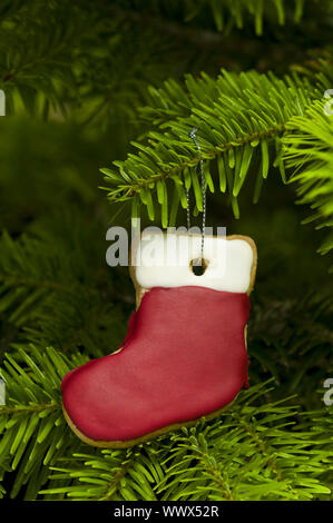 Presente il calzino forma pane breve cookie Foto Stock