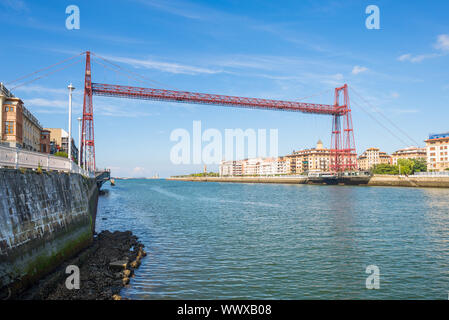 Il più antico del mondo, famoso transporter bridge in Portugalete, il Ponte di Vizcaya Foto Stock