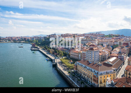 Sulla parte superiore del Ponte di Vizcaya tra Las Arenas e Portugalete Foto Stock