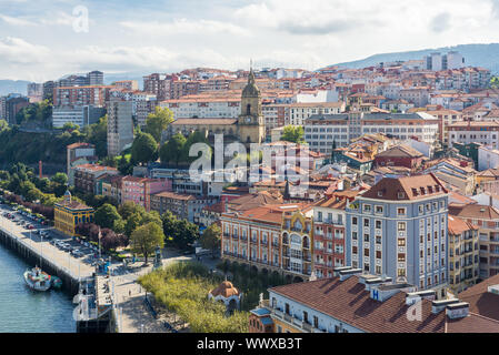 Sulla parte superiore del Ponte di Vizcaya tra Las Arenas e Portugalete Foto Stock