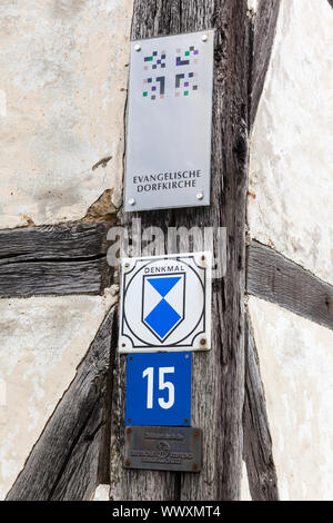 Villaggio Chiesa Wieserode nel Harz a struttura mista in legno e muratura chiesa Foto Stock