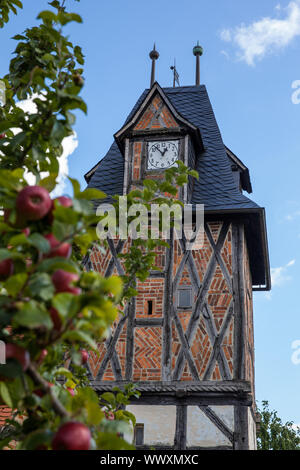 Villaggio Chiesa Wieserode nel Harz a struttura mista in legno e muratura chiesa Foto Stock