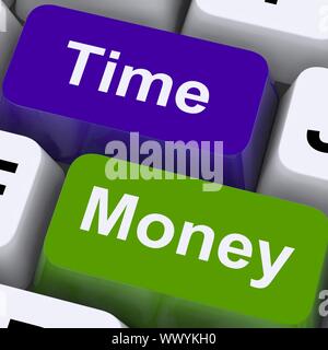 Tempo tasti di denaro che mostra le ore sono più importanti della ricchezza Foto Stock