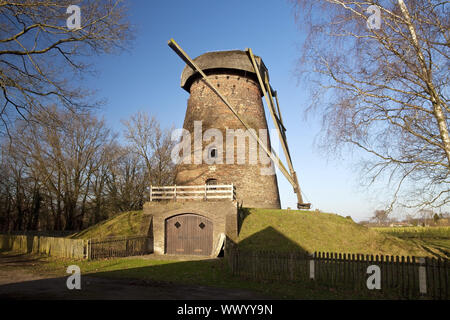 Il mulino a vento di Torre Nordbrock, Hamminkeln, Basso Reno, Renania settentrionale-Vestfalia, Germania, Europa Foto Stock