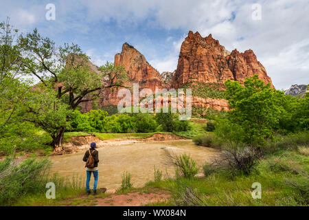 Corte dei Patriarchi, Parco Nazionale Zion, Utah, Stati Uniti d'America, America del Nord Foto Stock