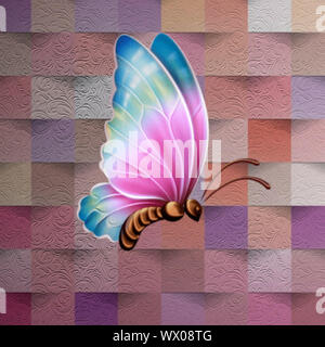 Stupenda farfalla sul meraviglioso e colorato sfondo astratto Foto Stock