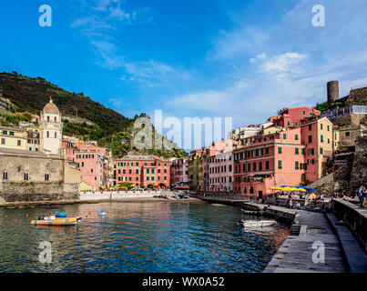 Vernazza, Cinque Terre, Sito Patrimonio Mondiale dell'UNESCO, Liguria, Italia, Europa Foto Stock