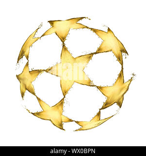 Sfera di calcio fatta di spruzzi di birra nella forma di un logo UEFA isolati su sfondo bianco Foto Stock