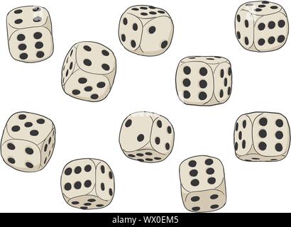 Set di dadi di vettore su sfondo bianco Illustrazione Vettoriale