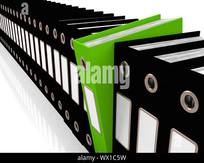 File di verde tra quelli neri per ottenere Office organizzato Foto Stock