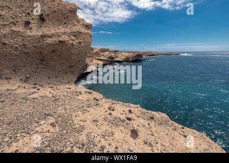Tajao paesaggio vulcanico, costa nel sud dell'isola di Tenerife, Isole canarie, Spagna. Foto Stock