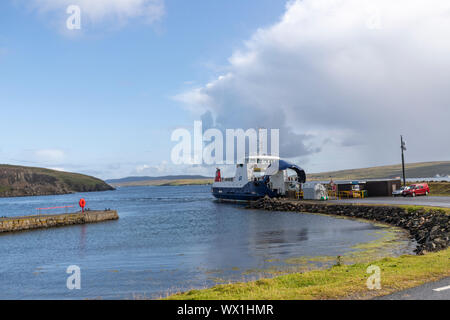 Il Belmont Ferry Terminal, Unst, isole Shetland, Scotland, Regno Unito Foto Stock