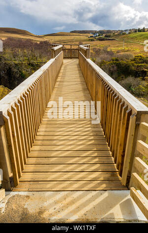 Il Trotternish piattaforma di osservazione, alla lealt Gorge, Trotternish, Isola di Skye, Scotland, Regno Unito Foto Stock