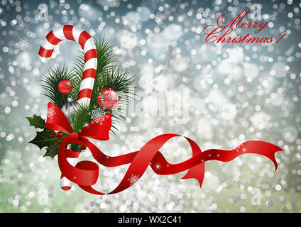 Bella scheda di Natale in stile vintage con l immagine di decorazioni di Natale Foto Stock