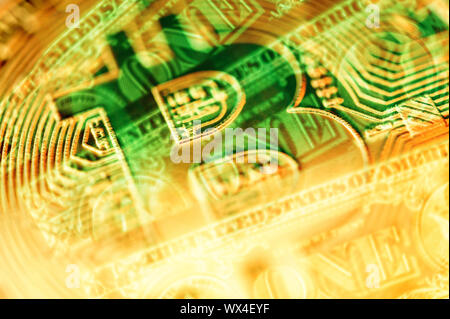 Tendenze dell'economia virtuale moneta digitale abstract background. Foto Stock