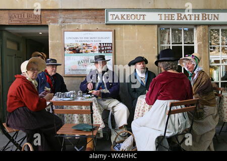 Il bagno Bun Tea Shoppe, Jane Austen Festival, Abbey verde, bagno, Somerset, Inghilterra, Gran Bretagna, Regno Unito Regno Unito, Europa Foto Stock