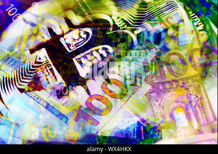 Tendenze dell'economia virtuale moneta digitale abstract background. Foto Stock