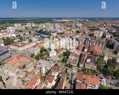 Vista aerea di Sabac, città in Serbia Foto Stock