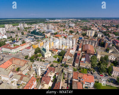 Vista aerea di Sabac, città in Serbia Foto Stock