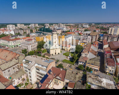 Vista aerea di Sabac, città in Serbia Foto Stock