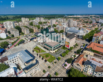 Vista aerea di Sabac, città in Serbia Foto Stock