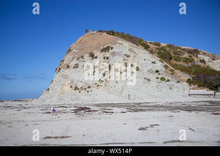 White vista scogliera a Kaikoura Peninsula marciapiede, Nuova Zelanda Foto Stock