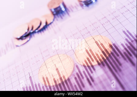 Tendenze dell'economia virtuale moneta digitale abstract background. Foto Stock