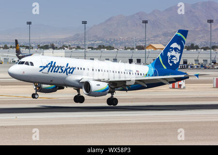 Las Vegas, Nevada - Aprile 9, 2019: Alaska Airlines Airbus A319 in aereo Aeroporto di Las Vegas (LAS) negli Stati Uniti. Foto Stock