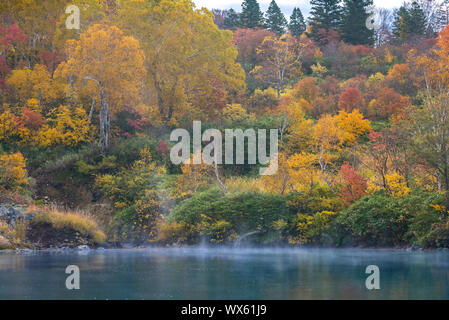 Autunno Onsen Lago di Aomori in Giappone Foto Stock