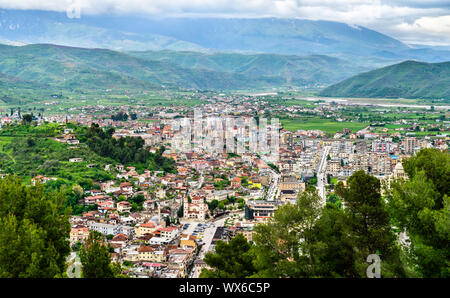 Vista aerea della città di Berat in Albania Foto Stock