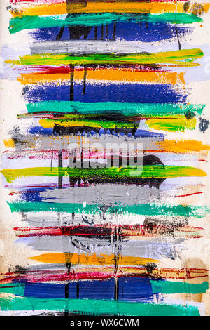 Random strisce di colore, i tratti di pennello parete urbano dettaglio sullo sfondo Foto Stock