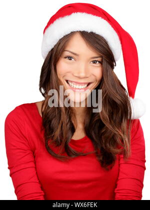 Ragazza di Natale indossando santa hat Foto Stock