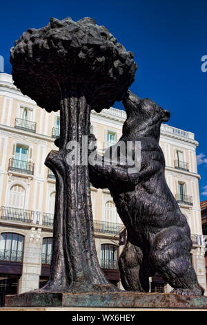 Madrid, orso e il Madroño Foto Stock