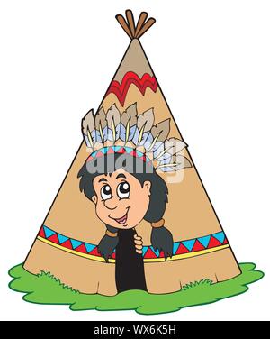 Indian in piccoli tepee Illustrazione Vettoriale