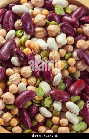 Assortimento di vari tipi di fagioli - fagioli rossi, ceci, p Foto Stock