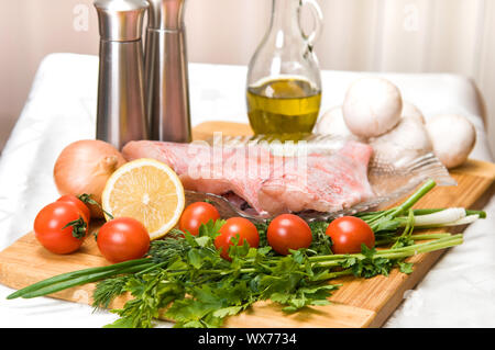 Freschi filetto di branzino Foto Stock