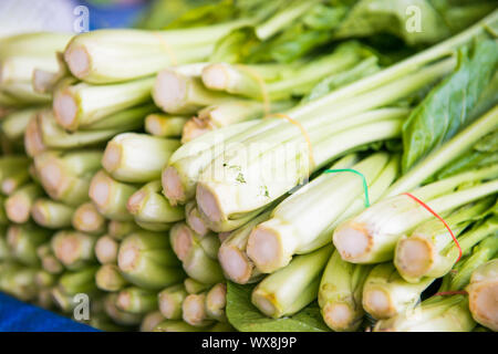 I grappoli di ortaggi al mercato asiatico Foto Stock