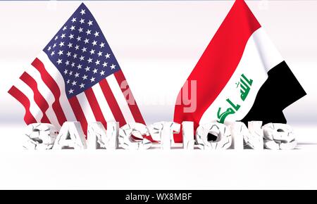 Western sanzioni americane contro l'Iraq. 3D'illustrazione. Foto Stock