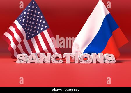 Western sanzioni americane contro . 3D'illustrazione. Foto Stock