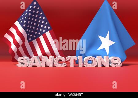 Western sanzioni americane contro la Somalia. 3D'illustrazione. Foto Stock