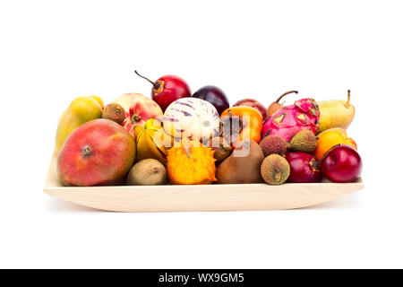 Immagine di frutti visualizzati in un vassoio. Foto Stock