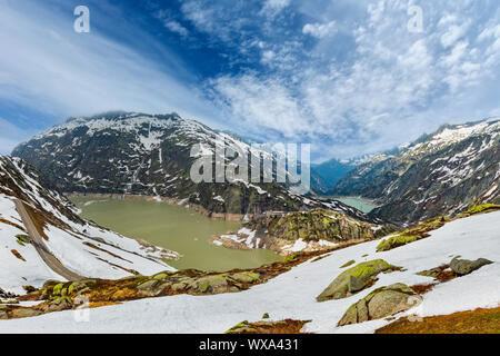 Il Passo del Grimsel estate paesaggio con lago, Svizzera Foto Stock