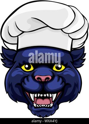 Panther Chef mascotte cartoon Character Illustrazione Vettoriale