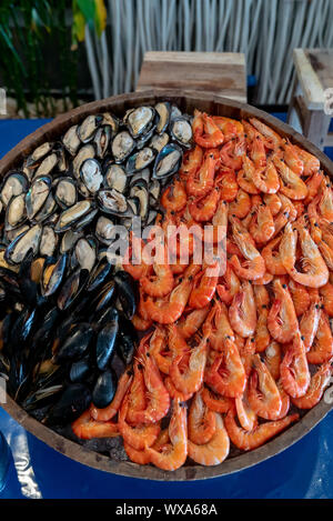 Frutti di mare su ghiaccio Foto Stock