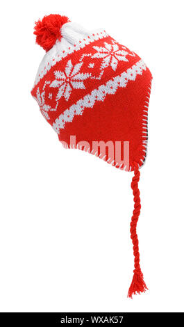 Calza Red Hat vista laterale ritagliata su bianco. Foto Stock